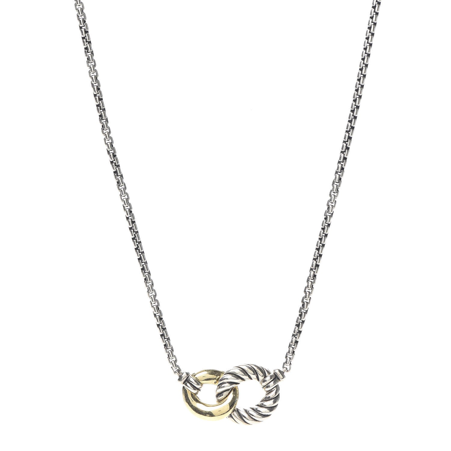 David Yurman Sterling Silver 18K Yellow Gold Belmont Pendant Necklace 1 of 5