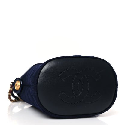 Chanel Wool Lambskin Quilted Paris Hamburg Charms Bucket Bag Dark Navy 4 of 10