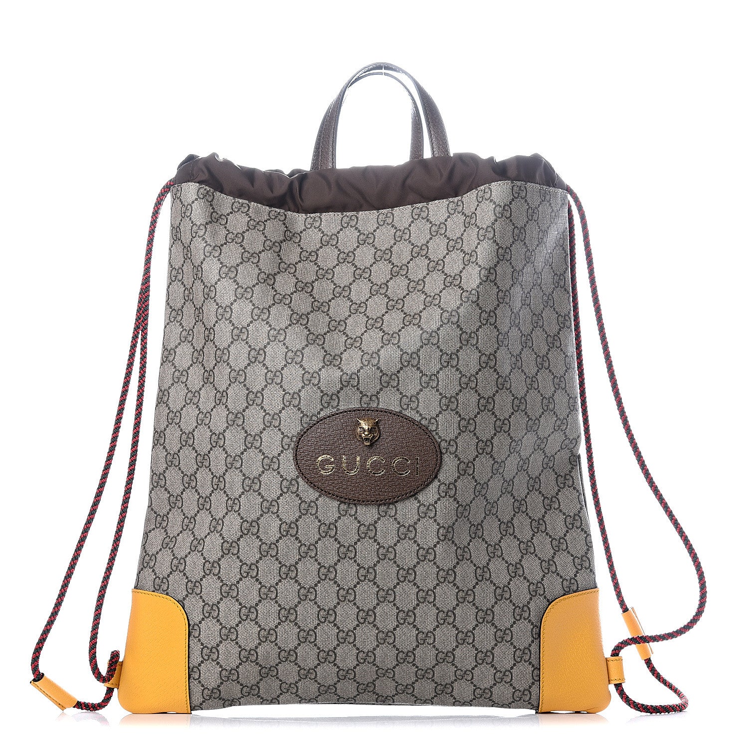 Gucci GG Supreme Monogram Neo Vintage Drawstring Backpack Beige New Acero Crop 1 of 10