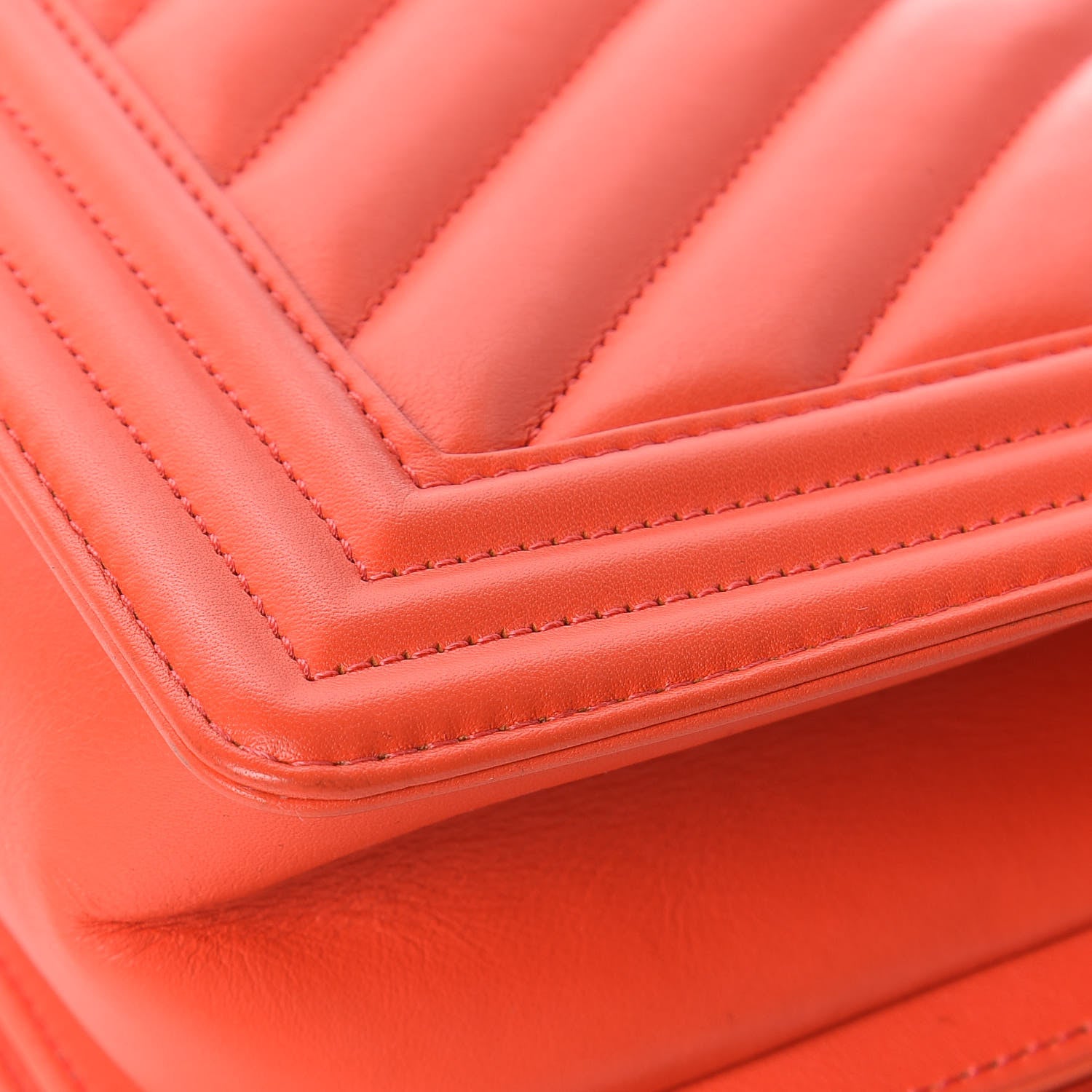 Chanel Calfskin Chevron Quilted Medium Boy Flap Coral 12 of 15