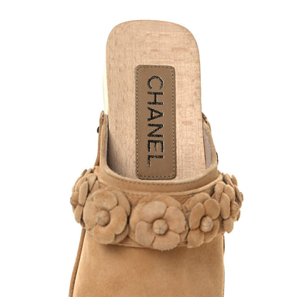 Chanel Suede Calfskin Camellia Mules 35 Beige 7 of 8