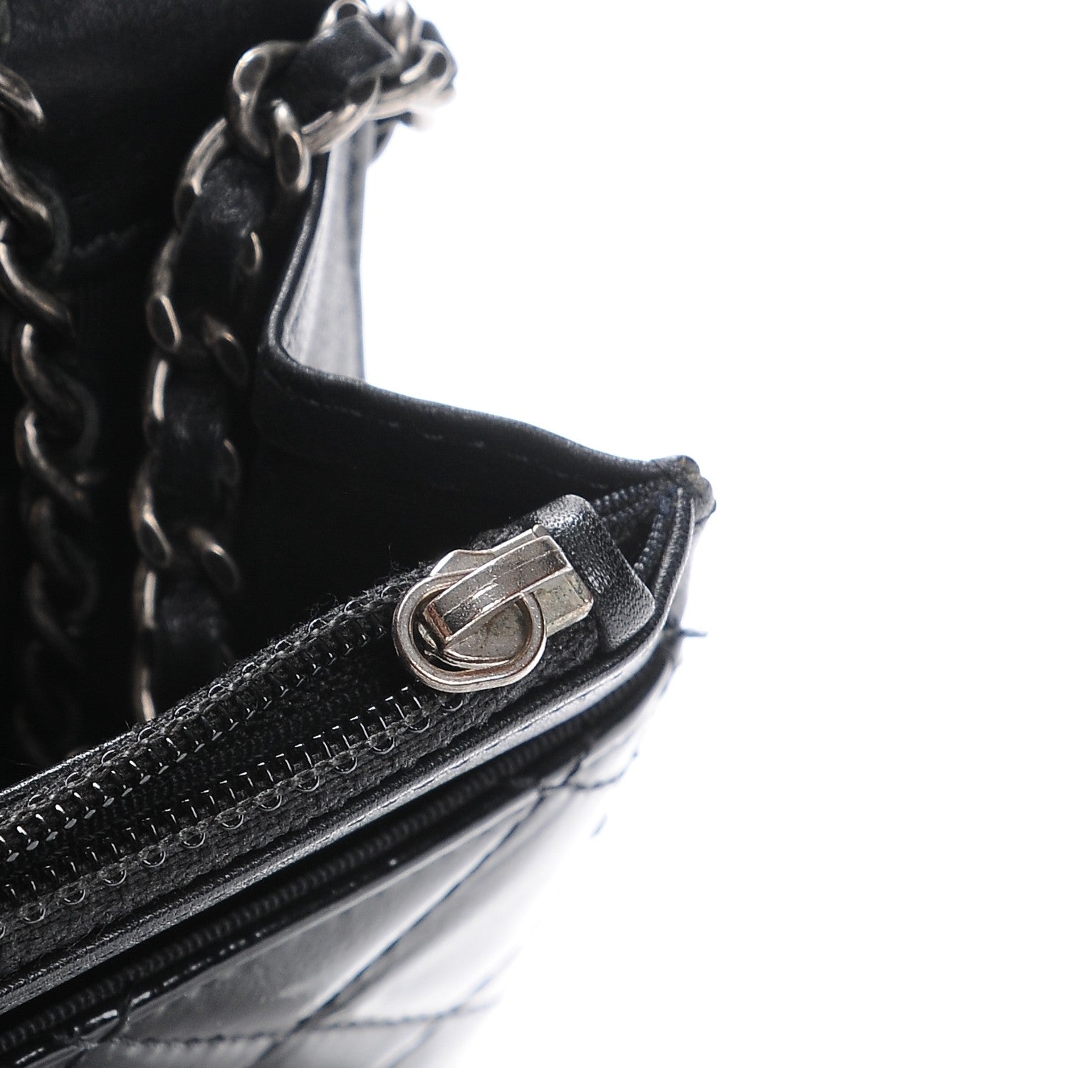 Chanel Distressed Patent Calfskin Quilted Reissue Wallet On Chain WOC Black 9 of 9