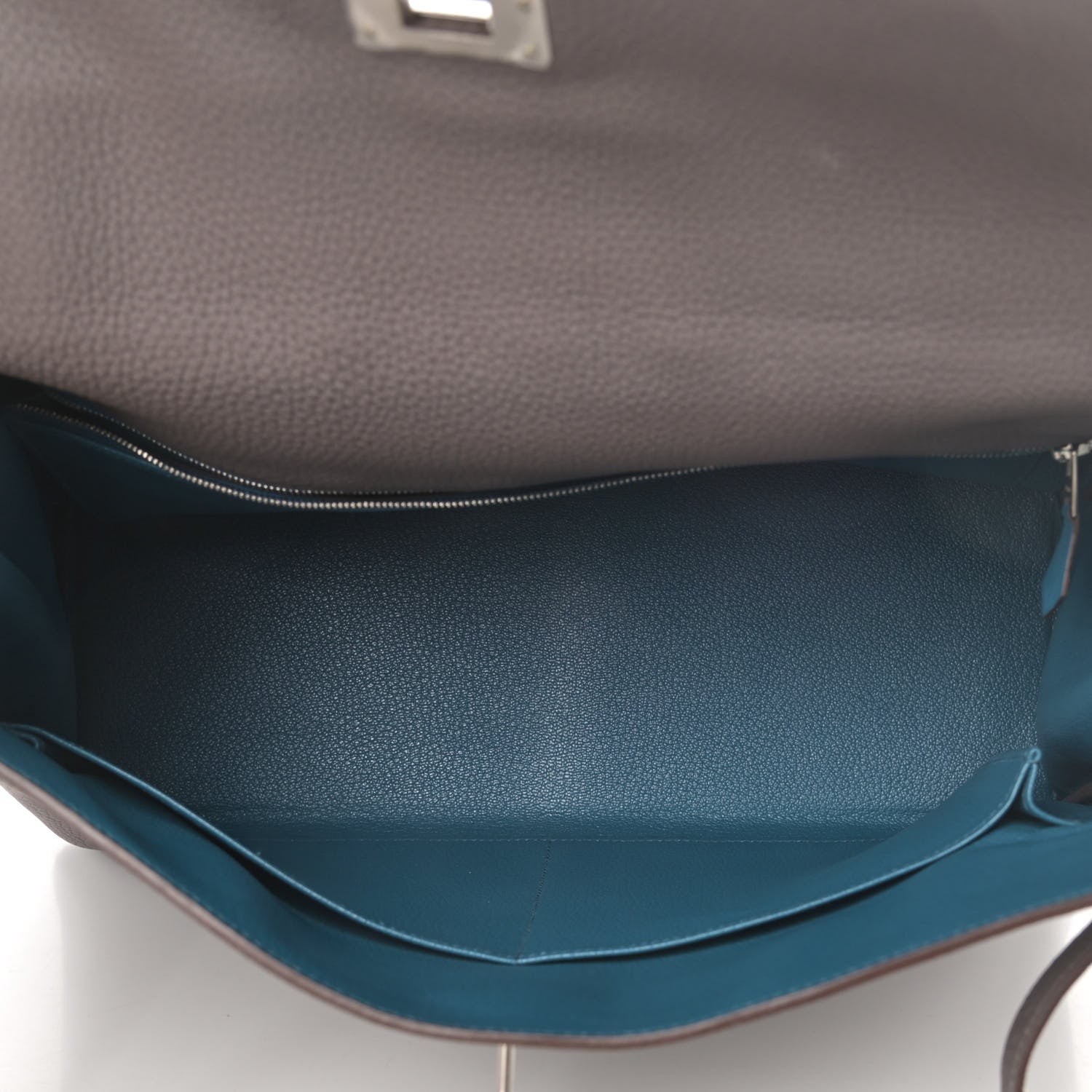 Hermes Togo Horseshoe Kelly Retourne 35 Etain Bleu Tempete 4 of 8