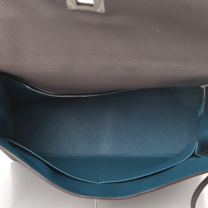 Hermes Togo Horseshoe Kelly Retourne 35 Etain Bleu Tempete 4 of 8