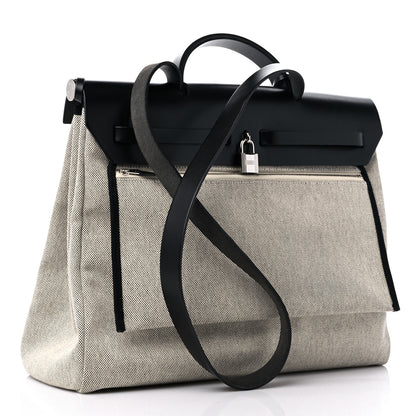 Hermes Vache Hunter Toile H Pegase Pop Herbag Zip Retourne 39 MM Bleu Indigo Ecru Black 3 of 11