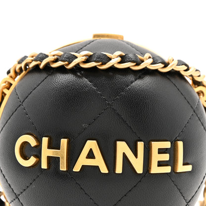 Chanel Lambskin Quilted Sphere Minaudiere Chain Clutch Black 17 of 21