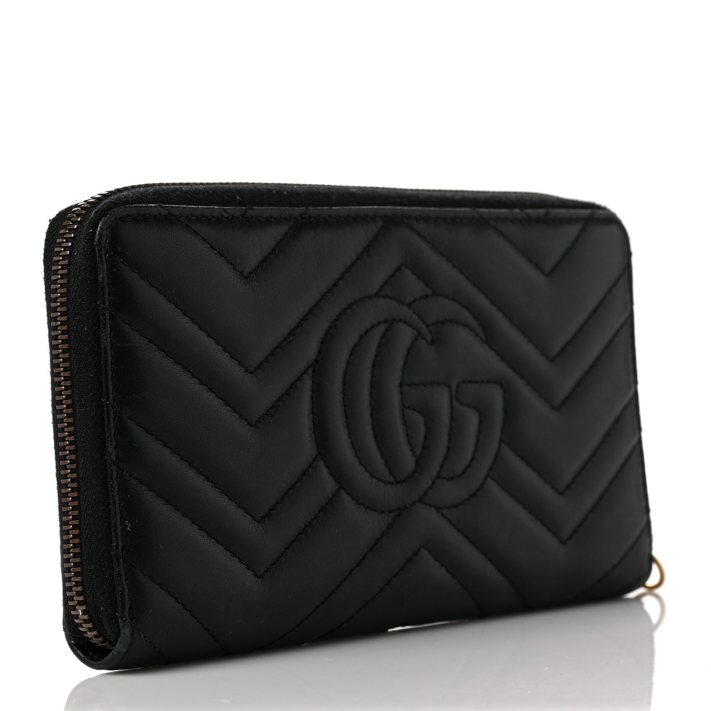 Calfskin Matelasse GG Marmont Zip Around Organizer Wallet Black