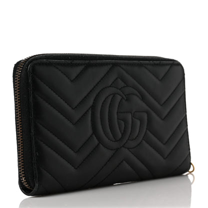 Gucci Calfskin Matelasse GG Marmont Zip Around Organizer Wallet Black 3 of 8