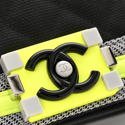 Chanel Canvas Quilted Medium Fluo Boy Flap Black Grey Yellow 11 of 12