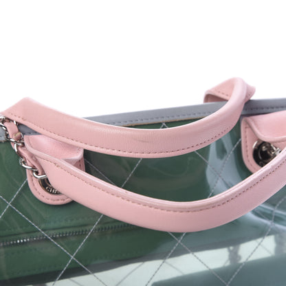 Chanel PVC Lambskin Stitched Medium Coco Splash Shopping Bag Green Pink 14 of 15