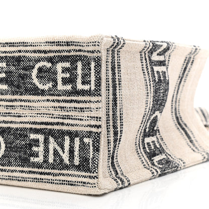 Celine Jacquard Striped Large Cabas Thais White Black 9 of 9
