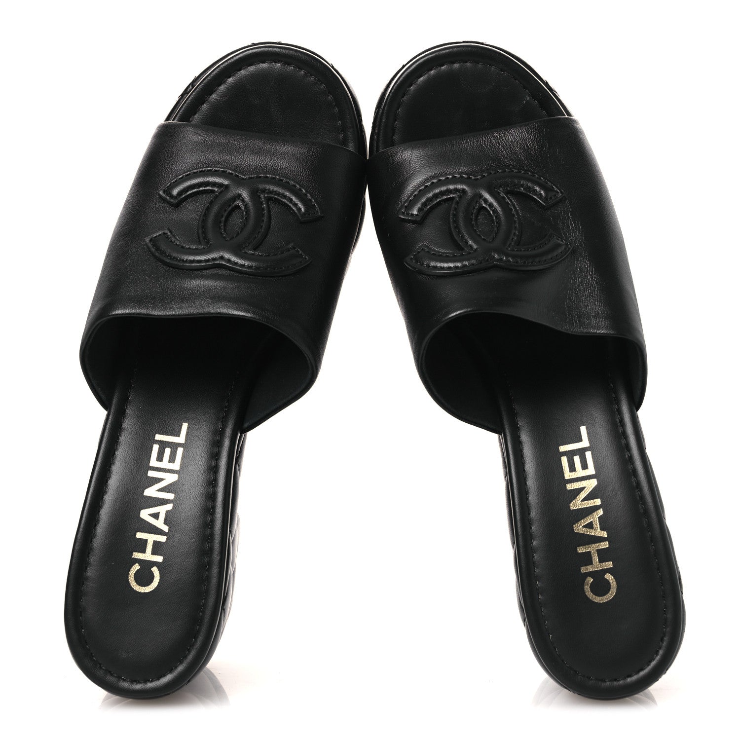 Chanel Lambskin Quilted CC Platform Mules 40 Black 1884291