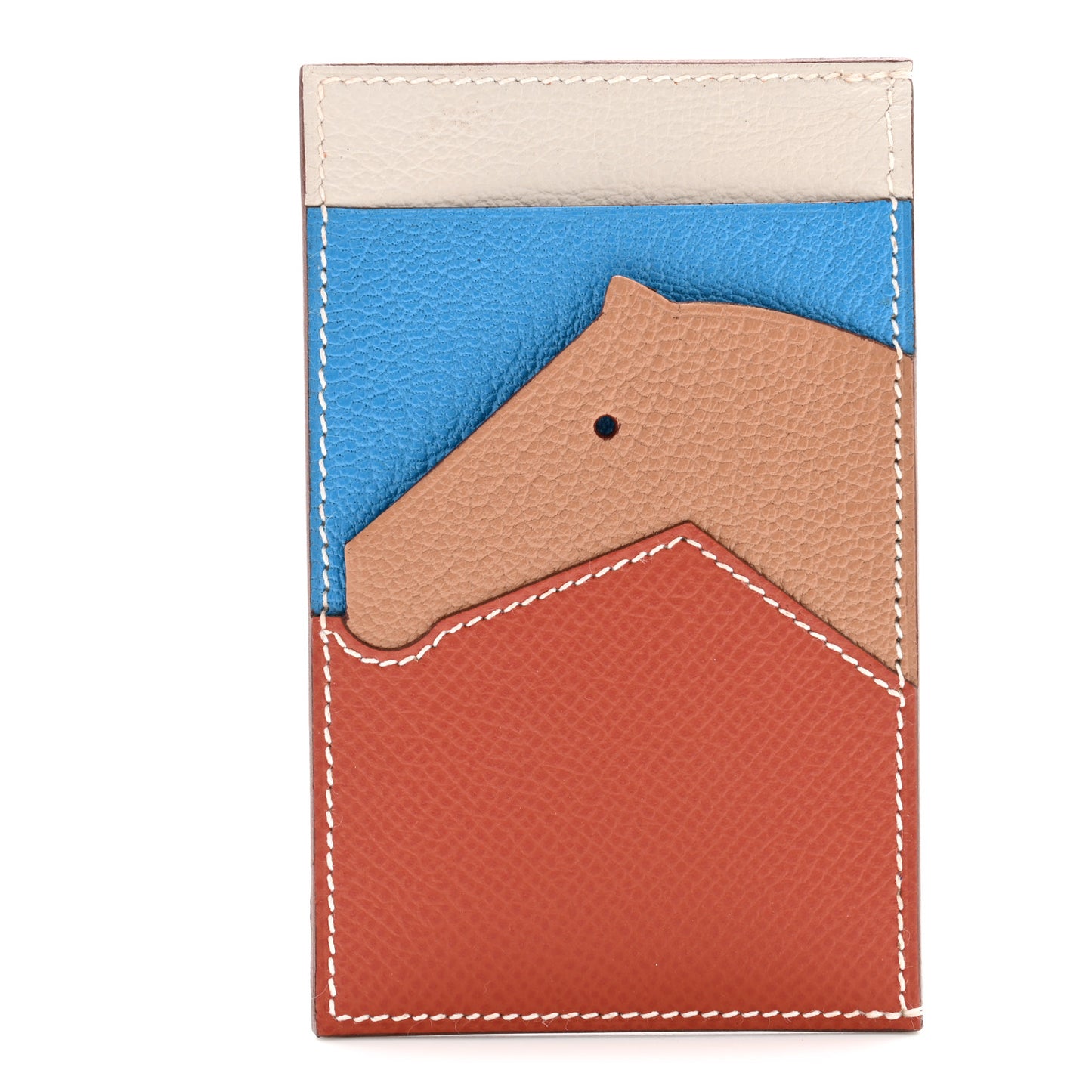 Epsom Evercolor Chevre Mysore Les Petits Chevaux Card Holder Brique Quebracho Bleu Frida Gris Perle