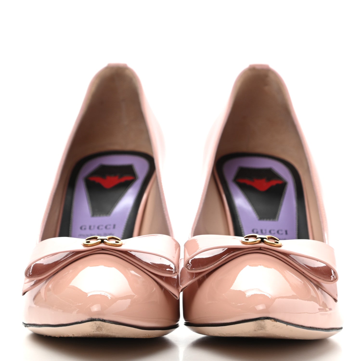 Gucci Patent GG Bow Sadie Spike Mid Heel Pumps 38.5 Perfect Pink 2 of 11