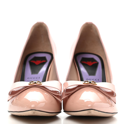 Gucci Patent GG Bow Sadie Spike Mid Heel Pumps 38.5 Perfect Pink 2 of 11