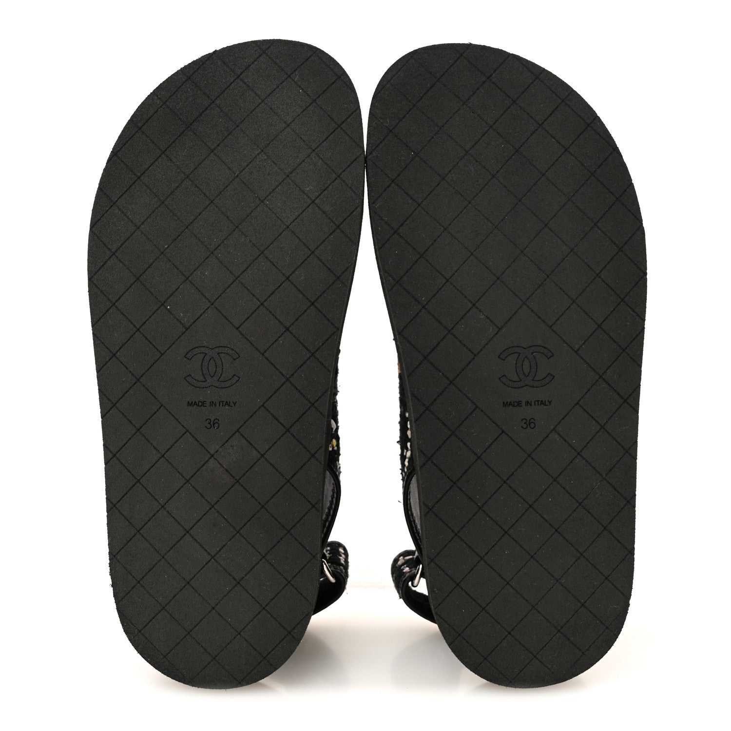 Chanel Tweed Lambskin Dad Sandals 36 Black Multicolor 6 of 9
