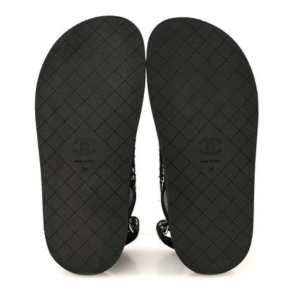 Chanel Tweed Lambskin Dad Sandals 36 Black Multicolor 6 of 9