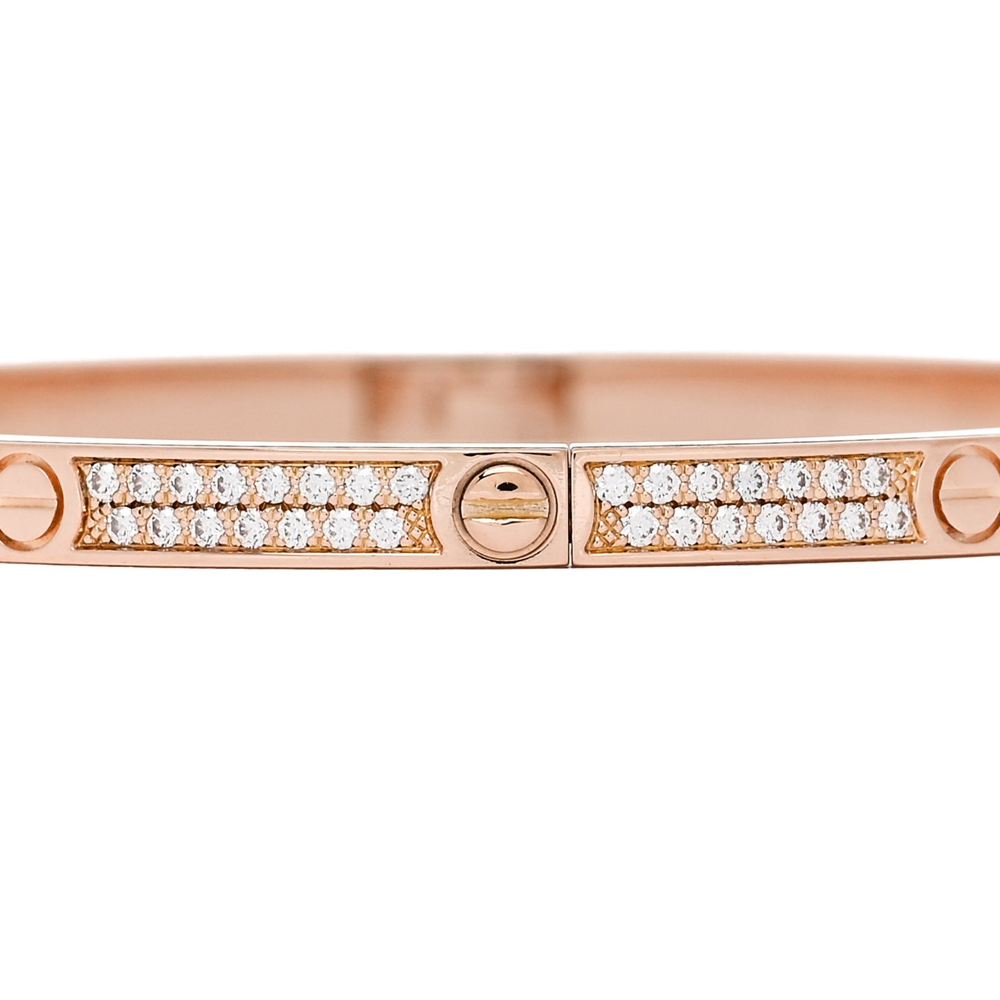18K Pink Gold Diamond Small LOVE Paved Bracelet 17