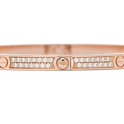 Cartier 18K Pink Gold Diamond Small LOVE Paved Bracelet 17 4 of 6