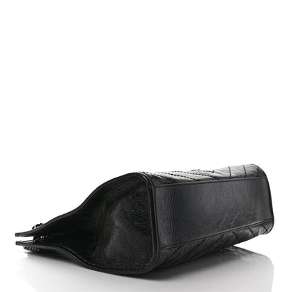 Saint Laurent Crinkled Calfskin Matelasse Monogram Medium Niki Shopper Tote Black 4 of 11