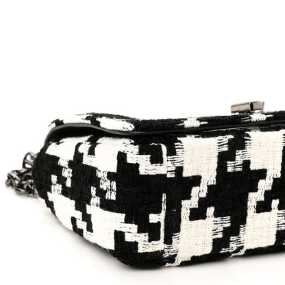 Christian Dior Tweed Macro Houndstooth Small Caro Bag Black White 9 of 11