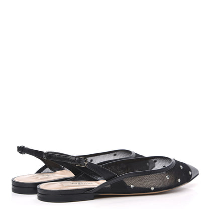 Valentino Garavani Mesh Shining Rockstud Slingback Flats 36 Black 4 of 9