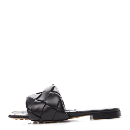 Bottega Veneta Nappa Maxi Intrecciato Lido Flat Sandals 38 Black 1 of 9