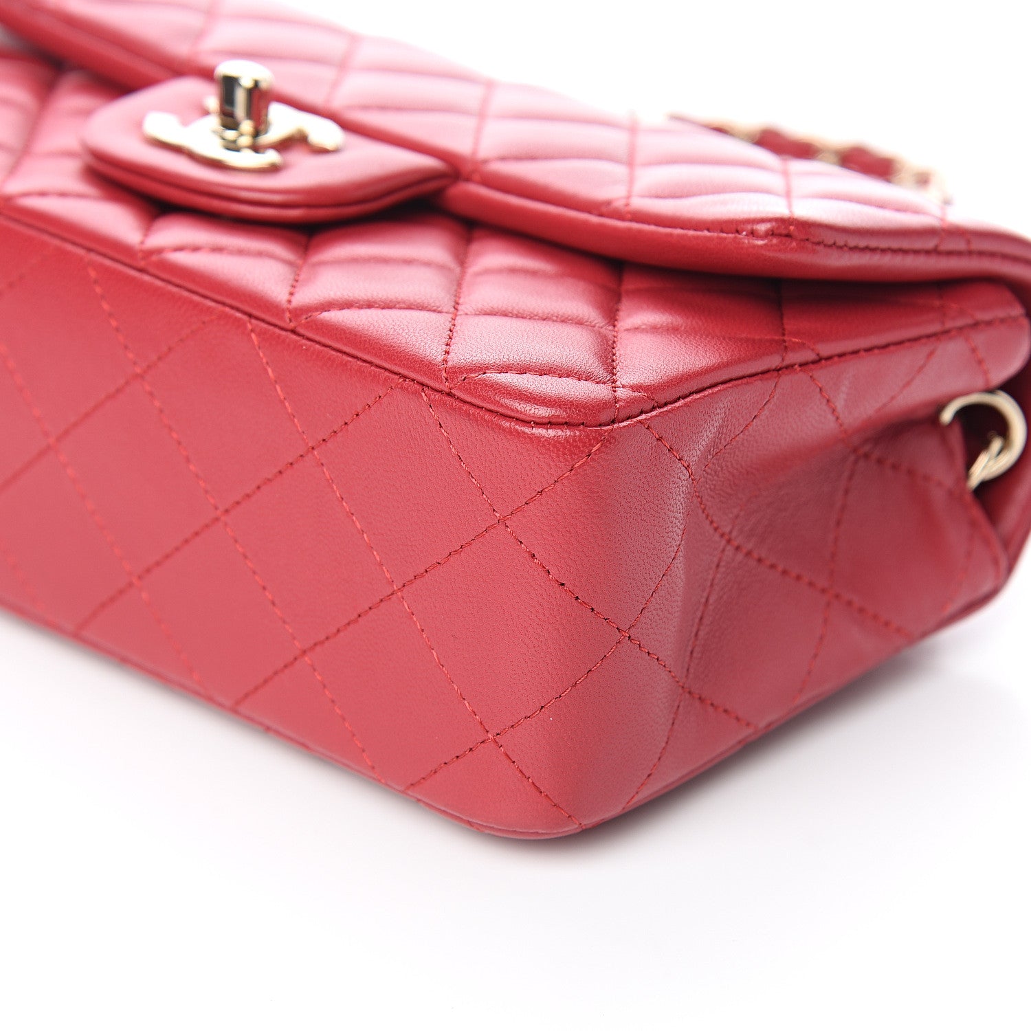 Chanel Lambskin Quilted Mini Rectangular Flap Dark Pink 8 of 10