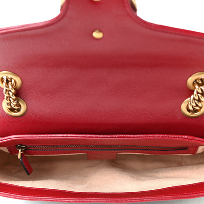 Gucci Vintage Effect Calfskin Matelasse Diagonal Small Torchon GG Marmont Shoulder Bag Black Romantic Cherry 4 of 4