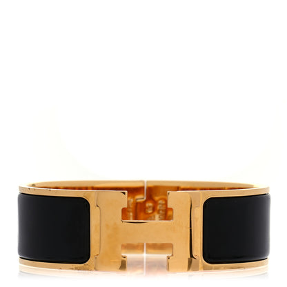 Hermes Enamel Wide Clic Clac H Bracelet GM Black 1 of 4