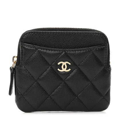 Chanel Caviar Quilted Zip Card Holder Wallet Black 1 of 10