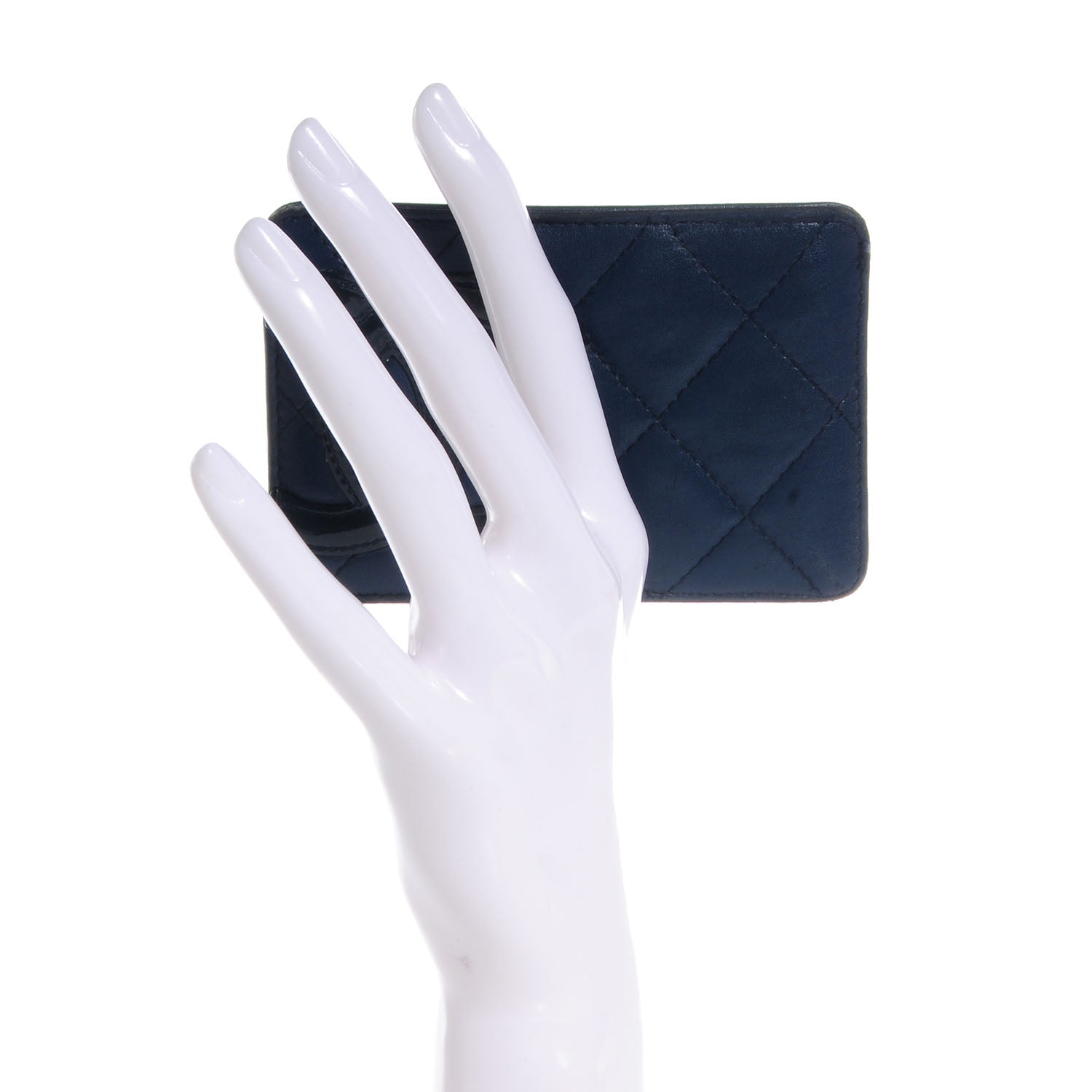 Chanel Calfskin Quilted Cambon Card Case Dark Blue 2 of 8
