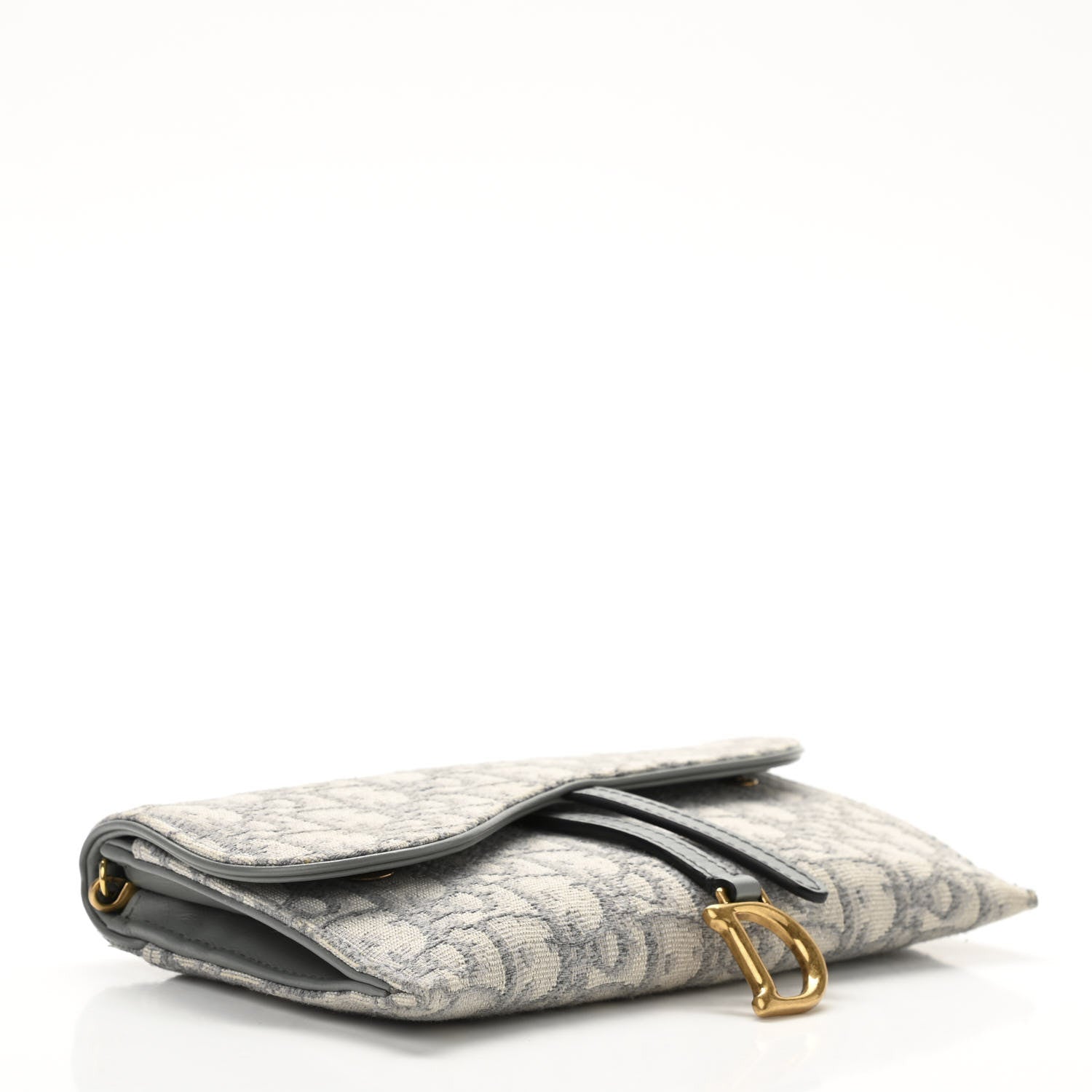 Christian Dior Oblique Saddle Chain Long Wallet Grey 5 of 12