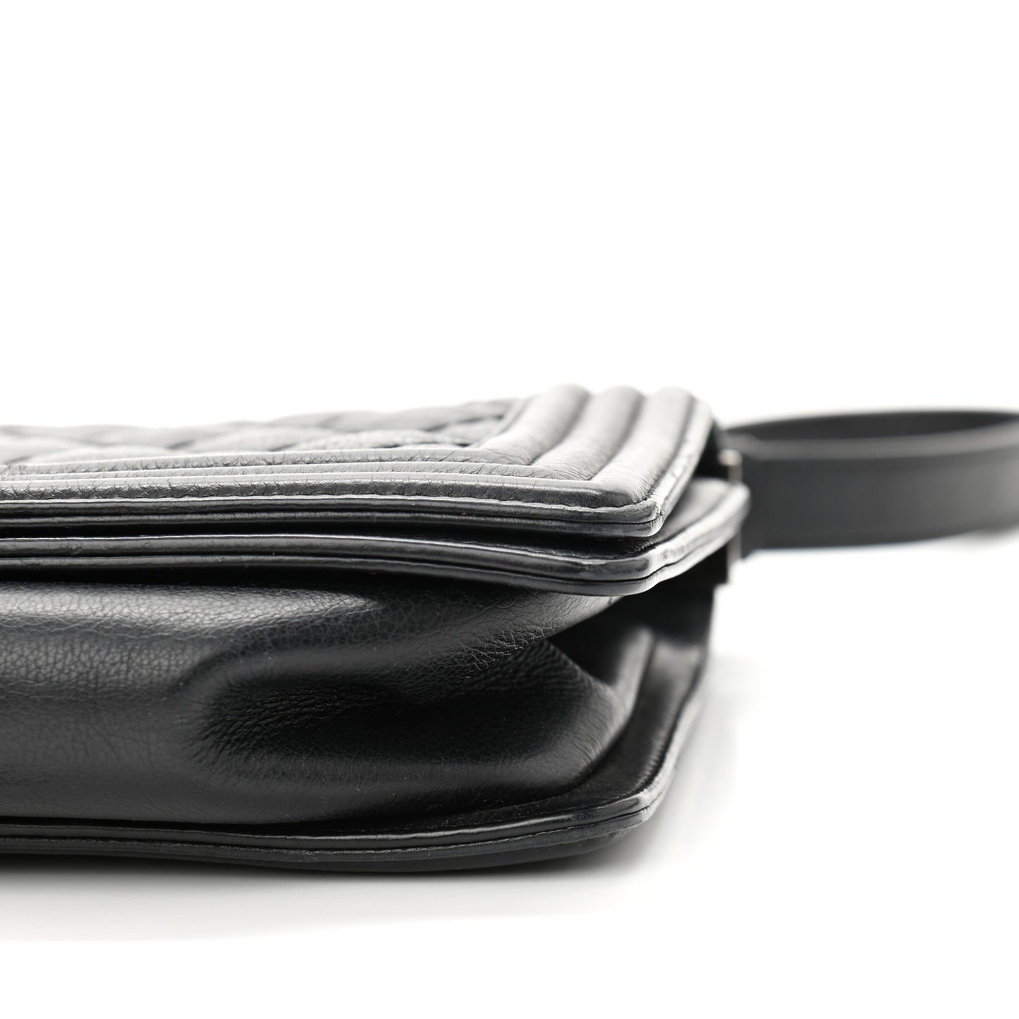 Calfskin Quilted Double Stitch New Medium Boy Flap Black