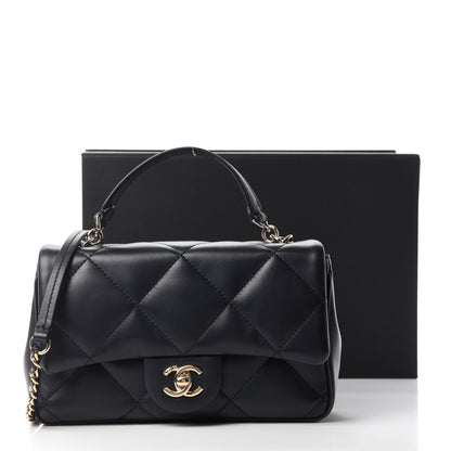 Chanel Lambskin Quilted Small Easy Carry Flap Navy 11 of 11