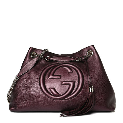 Gucci Metallic Cellarius Calfskin Medium Soho Chain Shoulder Bag Classic Burgundy 1 of 16