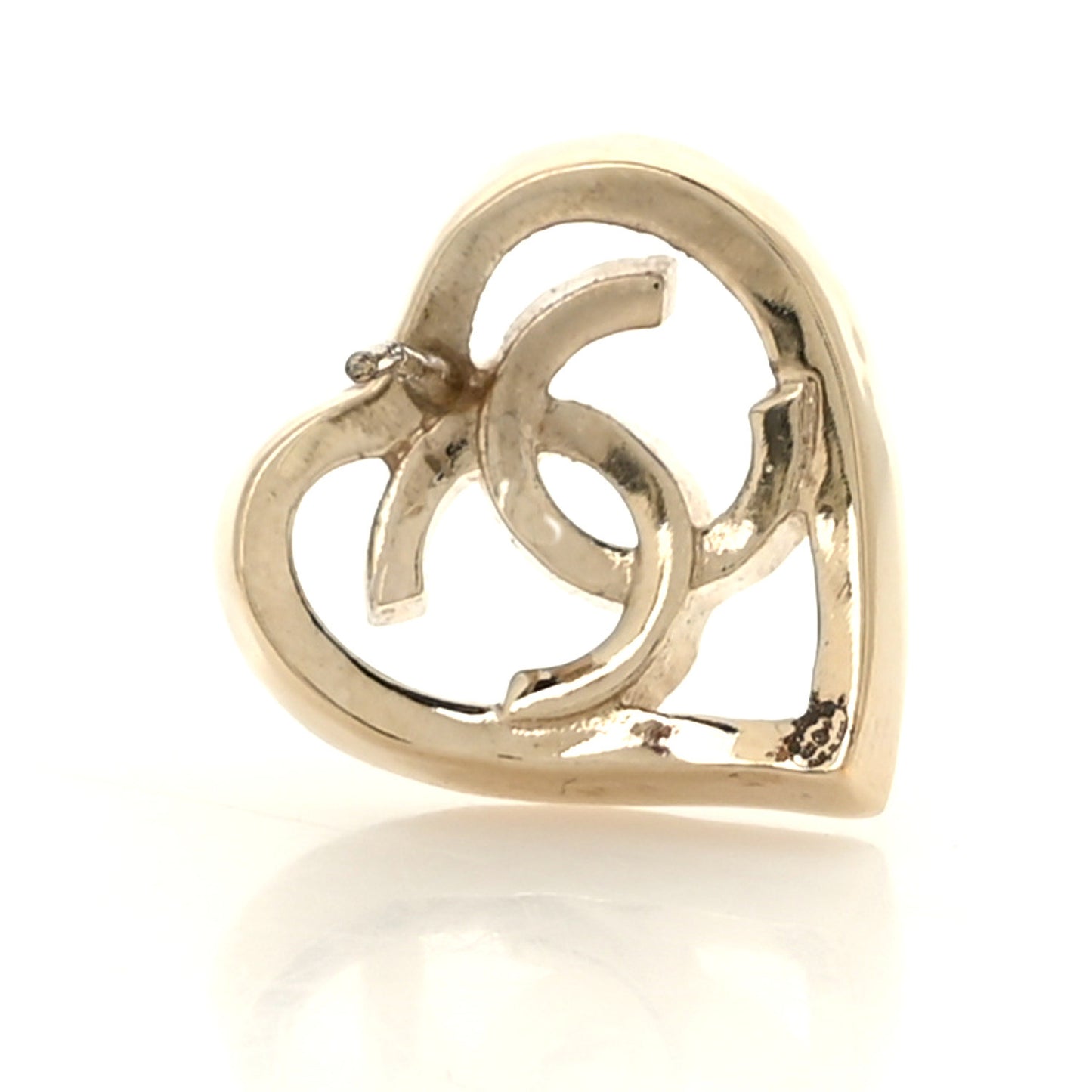 Metal CC Heart Coco In Love Earrings Gold