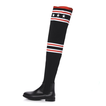 Givenchy Knit Rubber Storm Over The Knee Boots 37 Black 1 of 7