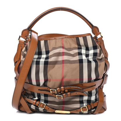Burberry House Check Bridle Calfskin Medium Gosford Hobo Tan 1 of 4