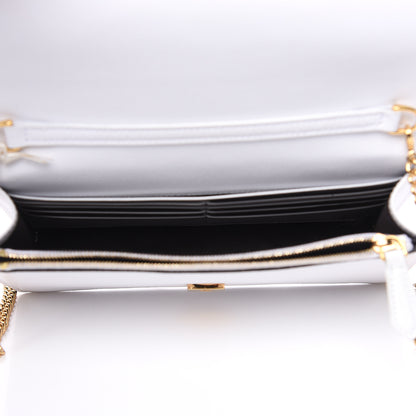 Fendi Vitello Cruise F is Fendi FF 1974 Embossed Medium Envelope Wallet On Chain Optical White Maya Black 5 of 9