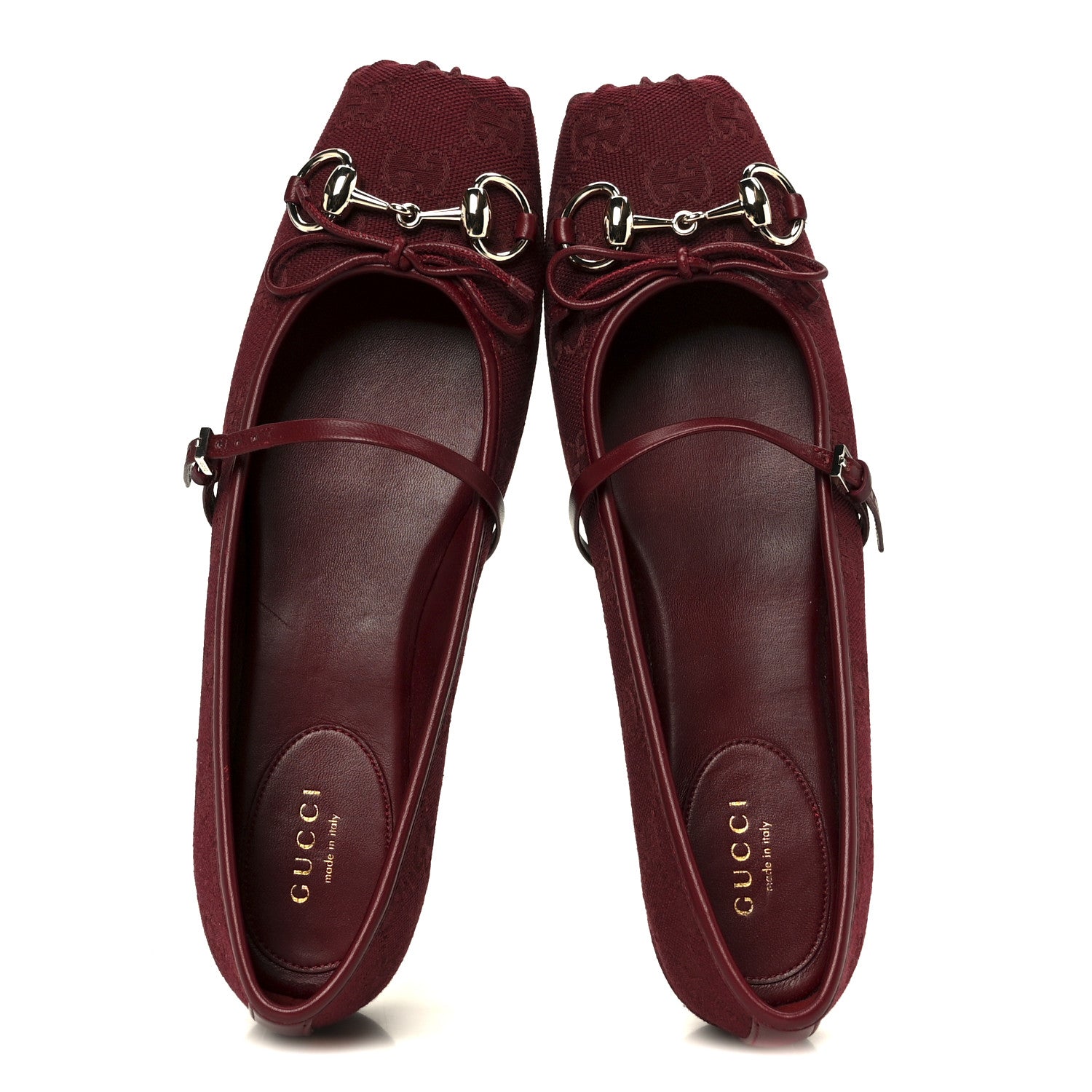 Gucci GG Monogram Horsebit Ballet Flats 37.5 Rosso Ancora 2 of 10