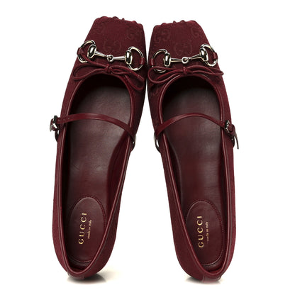 Gucci GG Monogram Horsebit Ballet Flats 37.5 Rosso Ancora 2 of 10