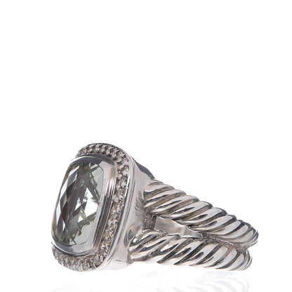 David Yurman Sterling Silver Diamond Prasiolite 11mm Albion Ring 54 7 3 of 6
