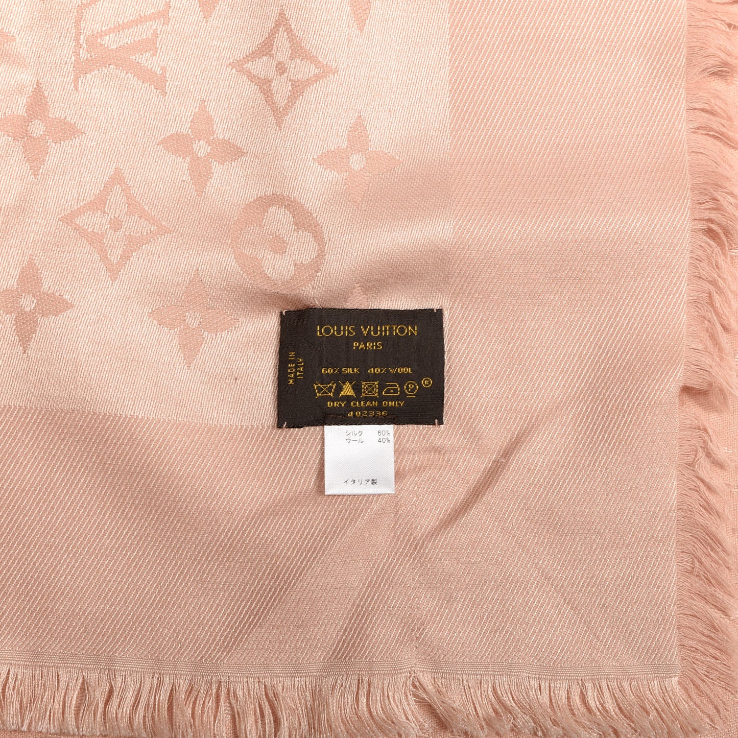 Silk Wool Monogram Shawl Rose