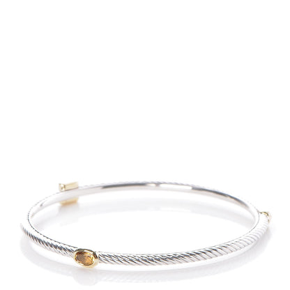 David Yurman Sterling Silver 18K Gold Citrine 3mm Color Classics Three Station Bangle 3 of 4