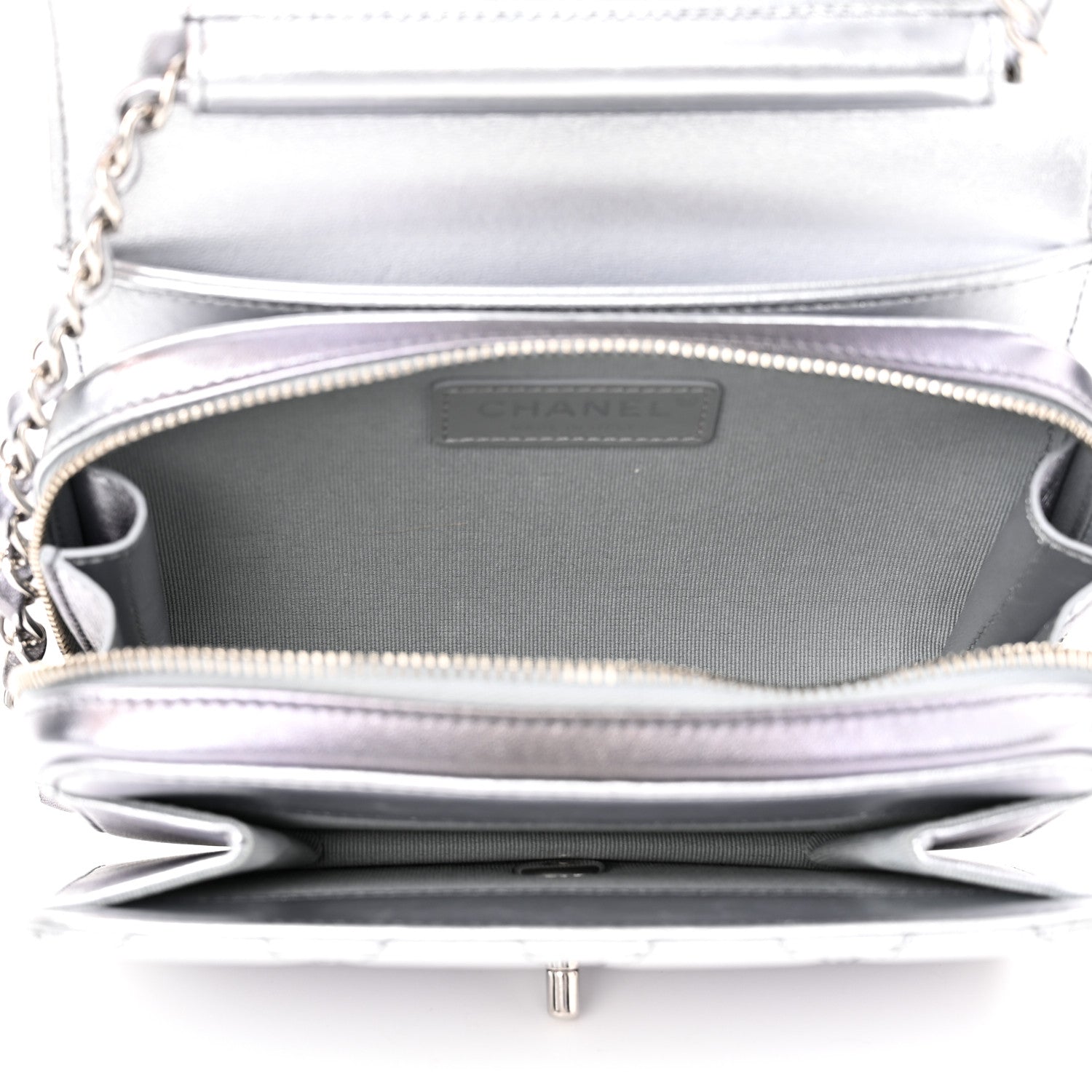 Chanel Metallic Lambskin Like A Wallet Flap Silvery Black 4 of 13