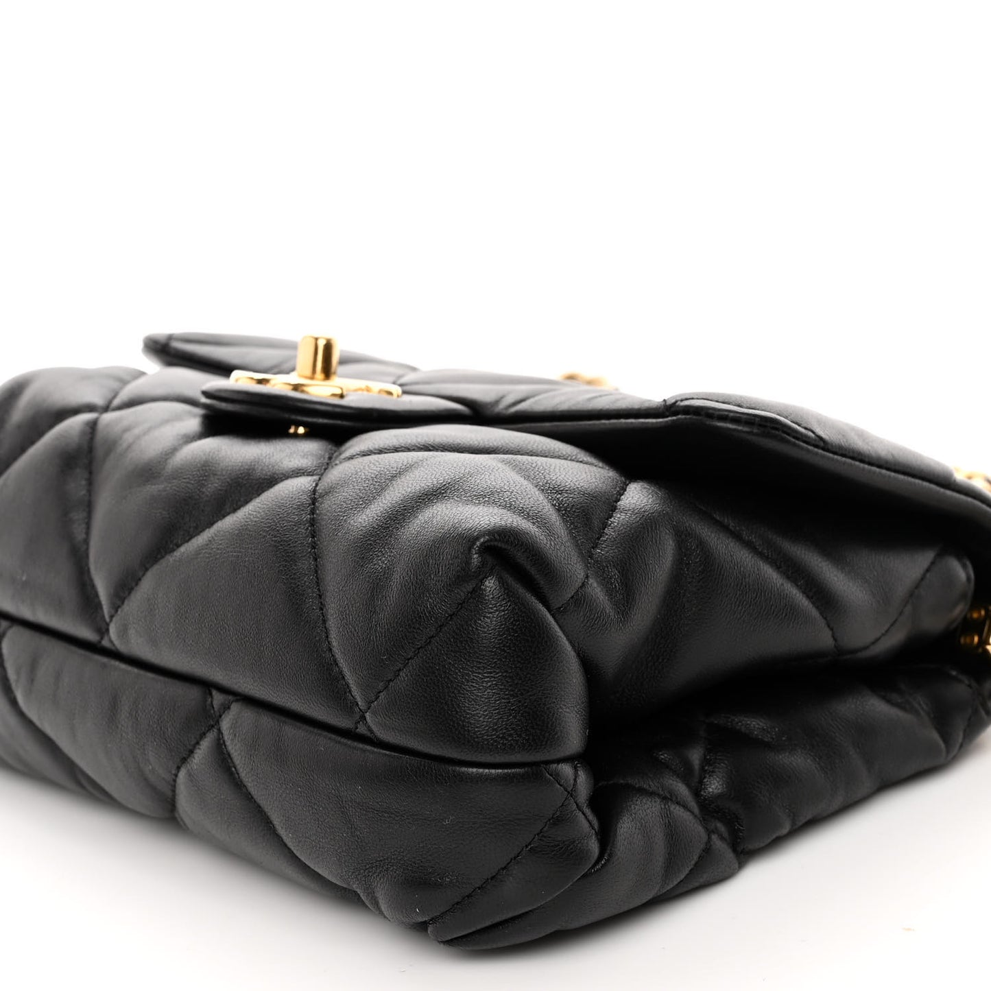 Lambskin Quilted Small Chain Top Handle Flap Black