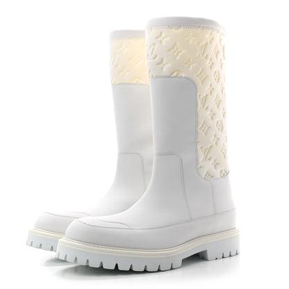 Louis Vuitton Calfskin Monogram Embossed Neoprene Mens Landscape Ankle Boots 8.5 White 3 of 8