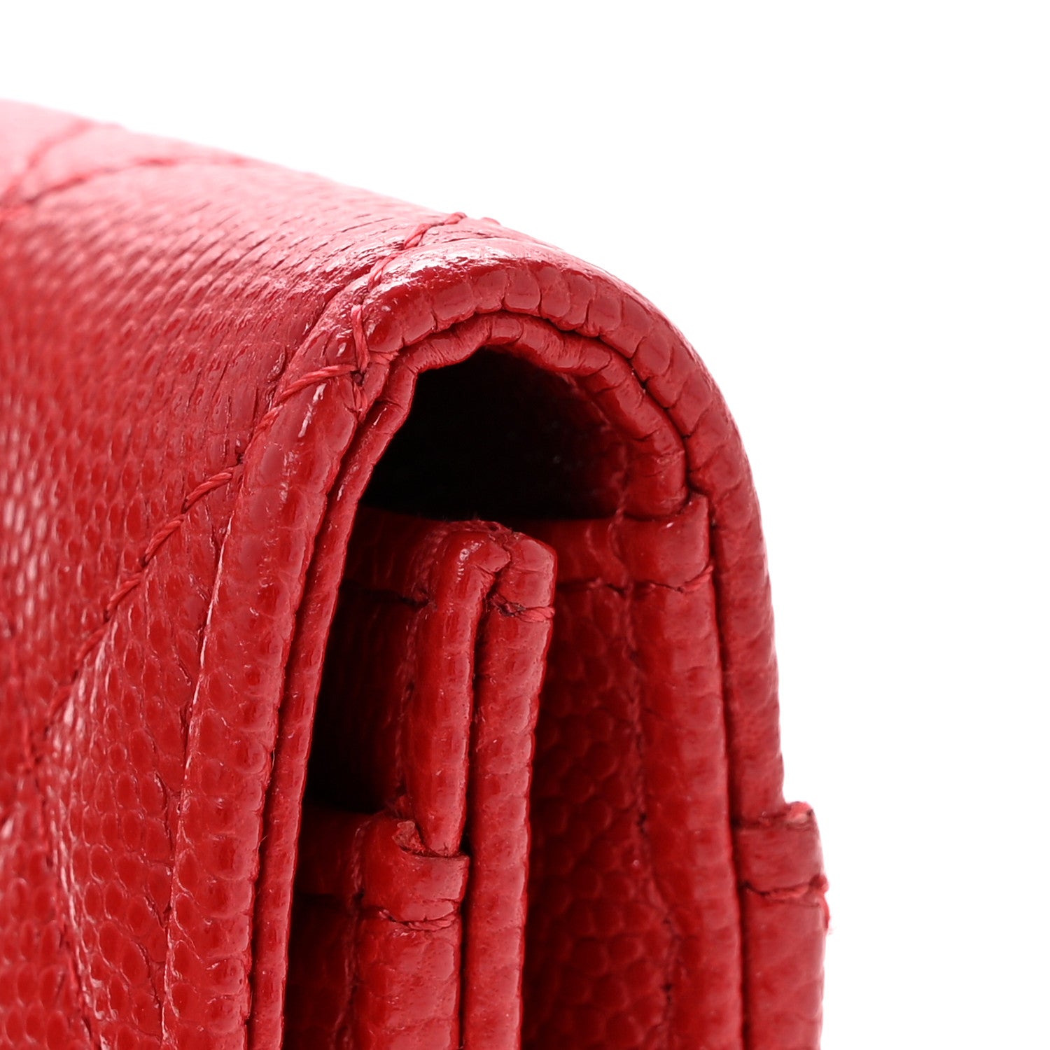 Chanel Caviar Quilted Flap Card Holder Wallet Red 10 of 11