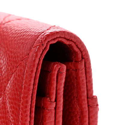 Chanel Caviar Quilted Flap Card Holder Wallet Red 10 of 11